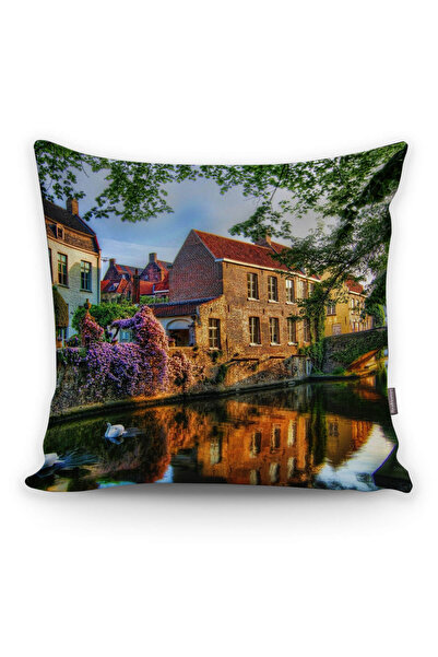 Realhomes Manzara Desenli Dijital Baskılı Dekoratif Yastık Kırlent Kılıfı