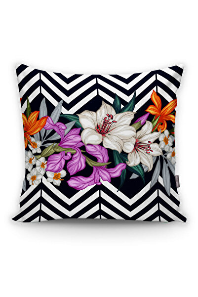 Realhomes Çiçek Desen Dijital Baskılı Dekoratif Yastık Kırlent Kılıfı
