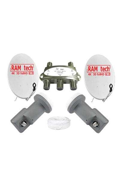 RAMTECH Çift Çanak Komple Takım Anten Seti Tekli Lnb