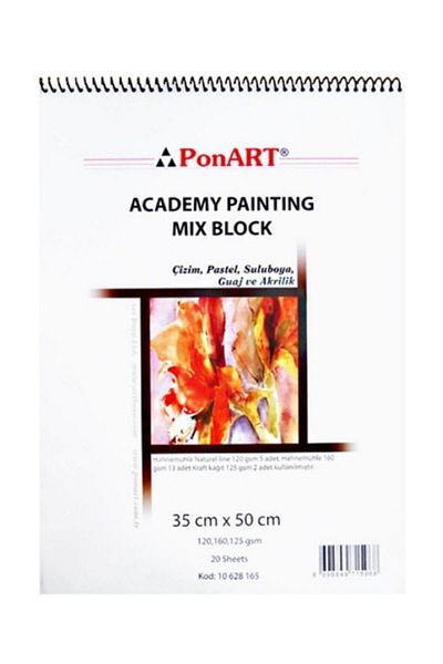 Ponart Academy Painting Block with Spral 35x50 cm20 Sheets