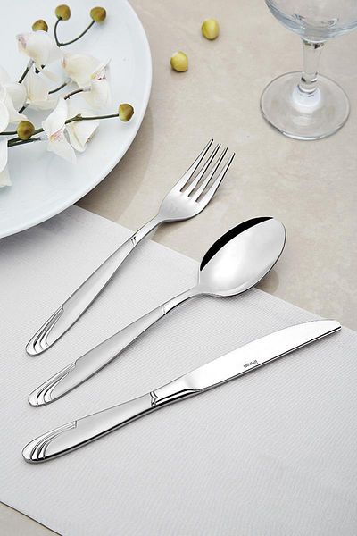 Nehir Lisbon Plain 89 Piece Fork - Spoon - Knife Set with Leather Bag 9541894