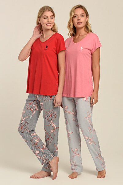 U.S. Polo Assn. Kadın Kırmızı Pijama Takım