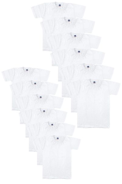 Berrak Boy's White 12-Piece Crew Neck Combed Cotton Undershirt 1503