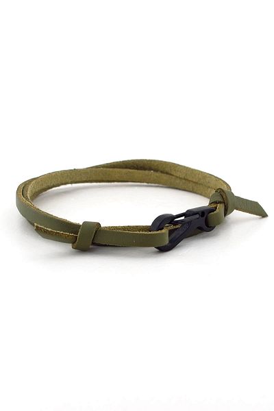 Solfera Men's Green Original Leather Bracelet with Black Metal Hook Bt356