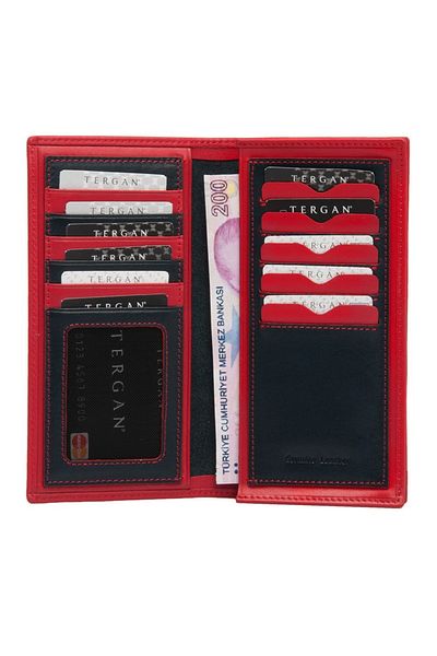 Tergan Genuine Leather Navy Blue Red Men's Wallet S1CE00001610