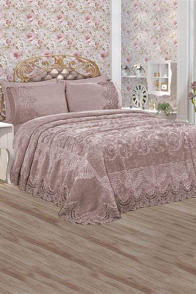 TİVOLİ Blanket Set Chrysanthemum Brown