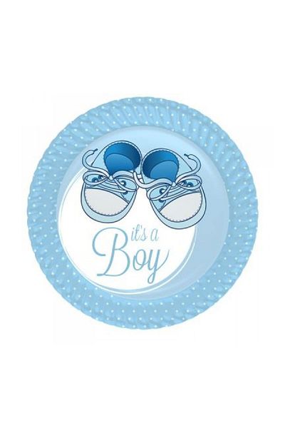 Kazanabil 8-Piece Tiny Booties Themed Cardboard Plate Blue
