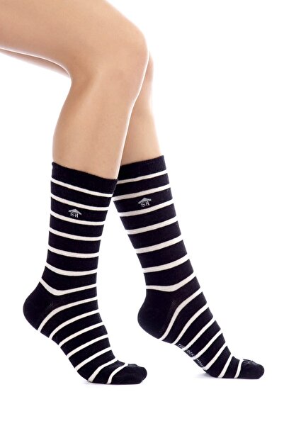 The Socks House Women's Black Circle Patterned Socks