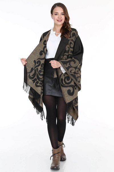 Patiska Γυναικείο Poncho με μοτίβο Selma μινκ 1163357