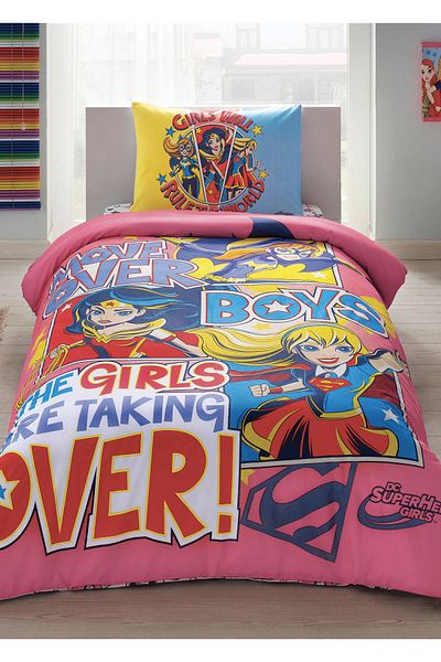 Taç Single Licensed Duvet Cover Set-Super Hero Girls