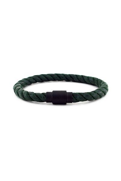 Solfera Men's Khaki Green Rope Black Magnetic Clip Bracelet BT424
