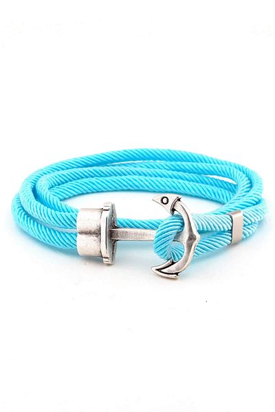 Solfera Men's Blue Color Wrap Large Anchor Sailor Bracelet Bt473
