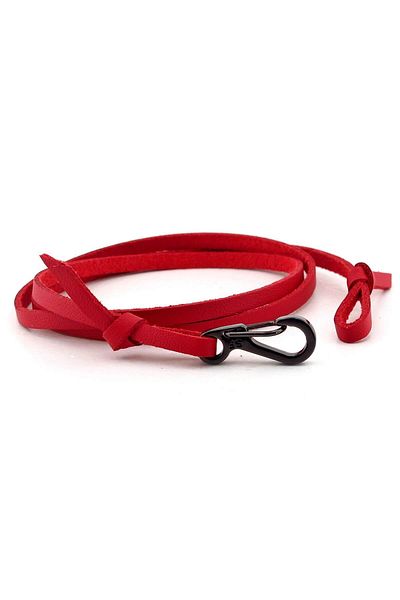 Solfera Men's Metal Hook Three Sira Wrap Red Leather Bracelet Bt487