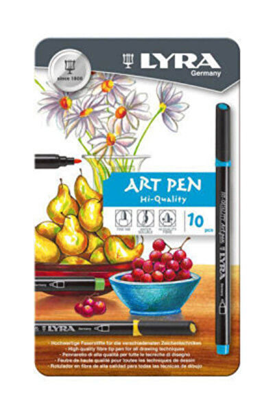 LYRA قلم فني عالي الجودة 10 ألوان في صندوق معدني