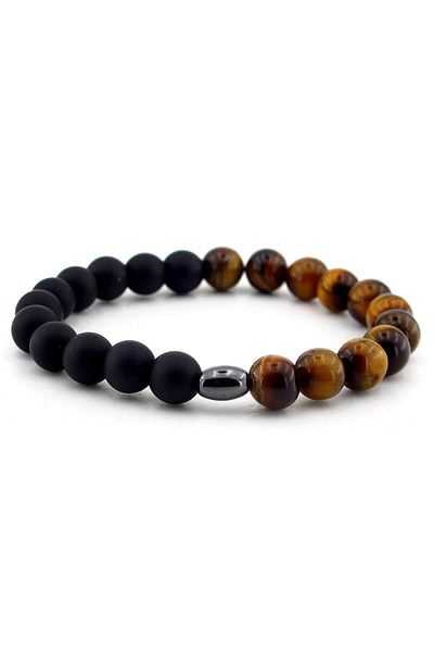 Solfera Men's Onix Matte Bracelet - Tiger Eye Design B429