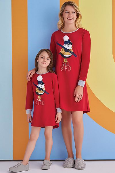 ROLY POLY Ski Bird Girl's Nightgown Red
