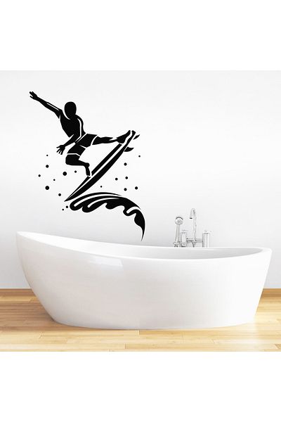 Tilki Dünyası Surfer Man Shower Cabin and Bathroom Sticker