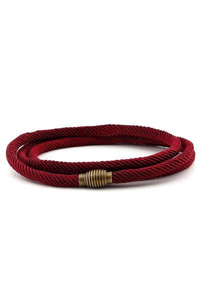 Solfera Men's Three Sira Wrap Magnetic Clip Claret Red Color Bracelet BT466