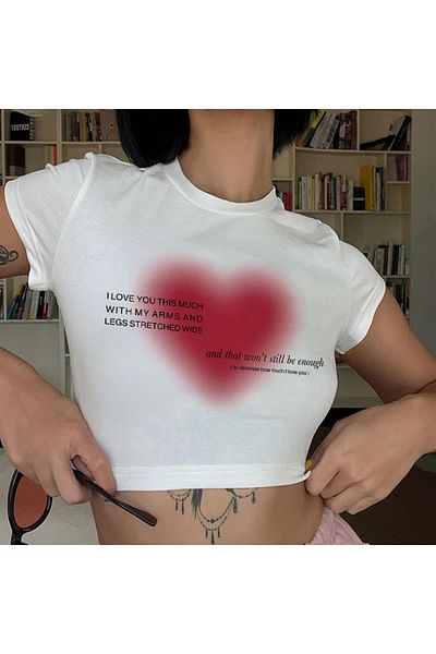 Touz Λευκό Crop με στάμπα Niiss Aesthetic Heart