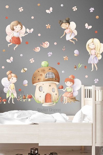 Sticker Ekspres Set de autocolante de perete pentru camera copiilor Fairyland Fairy Girl