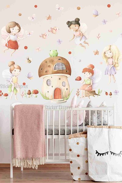 Sticker Ekspres Set de autocolante de perete pentru camera copiilor Fairyland Fairy Girl