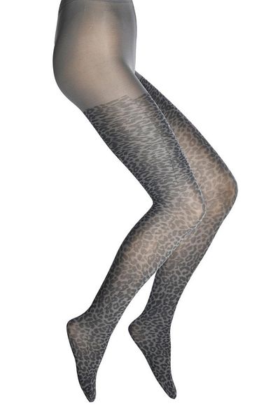 Dore Women's Gray Leopard Print Patterned Pantyhose