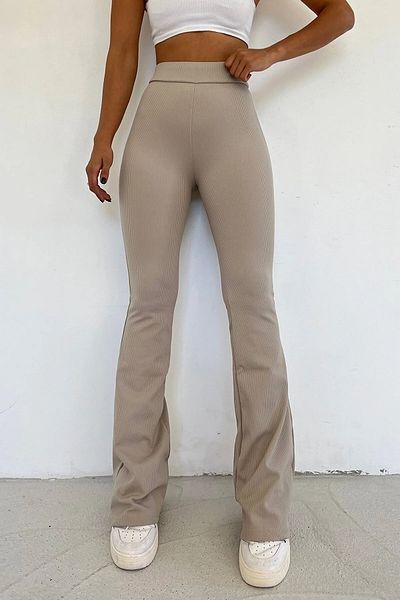 manolyabutik Women's Ribbed Leggings - Spanish Leg, Gathering Features