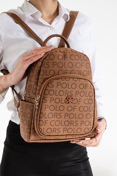 ImPolo Asya Tan Printed Women's Backpack 27x32 Size