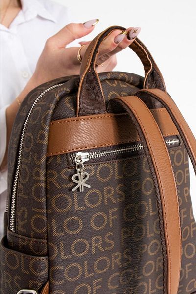 ImPolo Asya Kahva Tan Printed Women's Backpack 27x32 Size