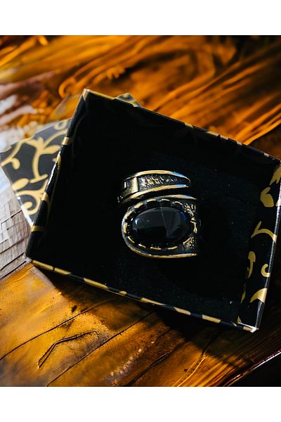 kapris concept Women's Onix Natural Stone Antique Copper Ring