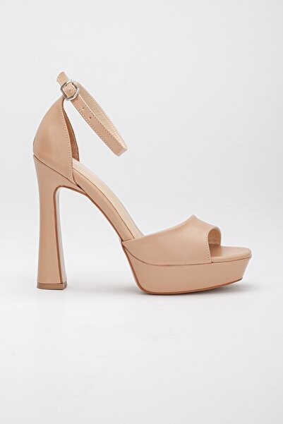 SOFT FASHION Kadın Ten Nude Cilt Tek Bant Özel Üretim Kaplama Ökçe Platform Topuklu Ayakkabı Topuk 12 cm