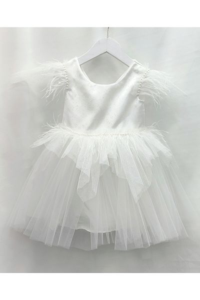 MODA NUR 1 έτους, με μοτίβο πάνω από το μέγεθος, κέντημα από τούλι, λεπτομέρεια φιόγκου στην πλάτη, κλείσιμο με φερμουάρ, φόδρα
