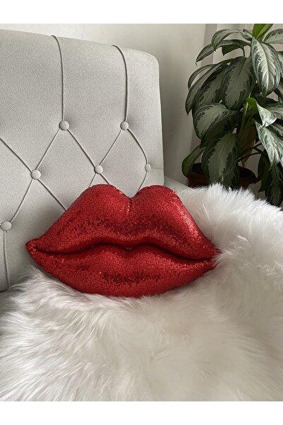 minibellababy Dudak Yastık Kırmızı Dekoratif Dudak Yastık/sevgililer günü/kırlent/araç aksesuarı/dekoratif kırlent