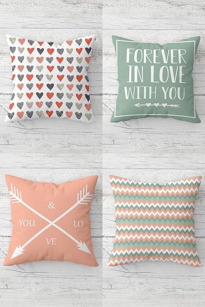 on the clouds Hearted Forever In Love Lover Hidden Zippered Throw Pillow Cover Seat Pillow Cover Set (4pcs)