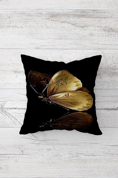 on the clouds Gold Butterfly Patterned Butterfly Hidden Zippered Throw Pillow Cover Sofa Pillow Cover Set (4pcs)