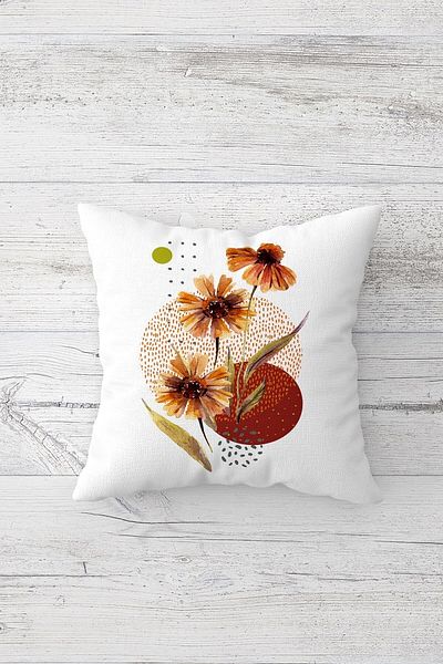 on the clouds Sunflower Themed 4-Piece Throw Pillow Cover Set - Triangle Patterned, Hidden Zipper