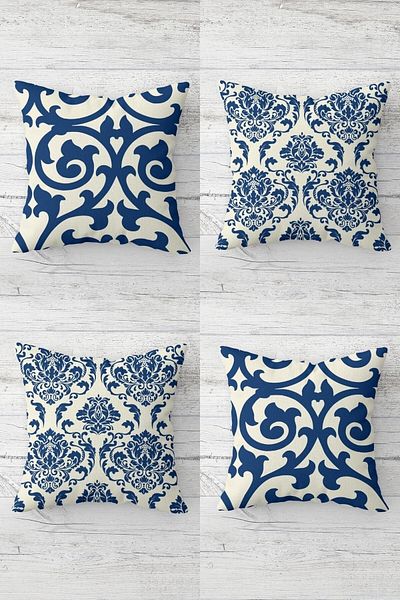 on the clouds Shawl Patterned Ethnic Hidden Zippered Throw Pillow Cover Sofa Pillow Cover Set (4pcs)