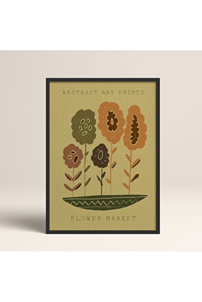 HOMEPACK Черен ламинат рамкиран абстрактни цветни шарки цвете модерно изкуств...