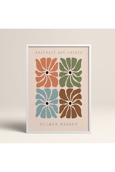 HOMEPACK Modele colorate abstracte cu cadru laminat alb pictură de artă modernă cu flori