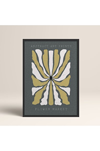 HOMEPACK Crna laminirana uokvirena apstraktna slika sa šarenim uzorcima i cve...