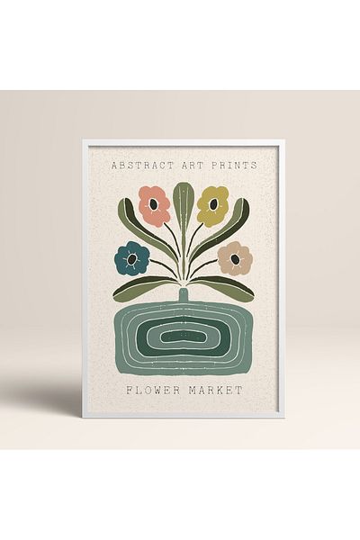 HOMEPACK Modele colorate abstracte cu cadru laminat alb pictură de artă modernă cu flori