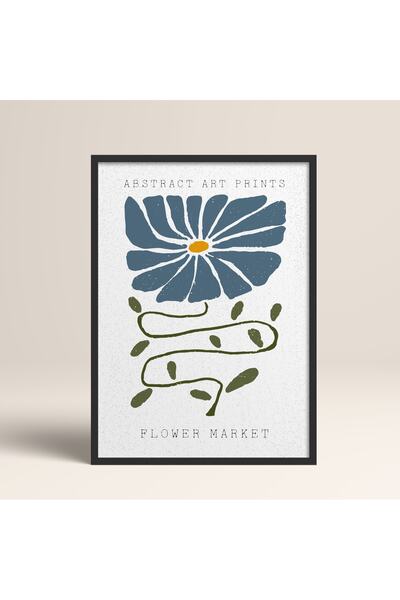 HOMEPACK Crna laminirana uokvirena apstraktna slika sa šarenim uzorcima i cve...