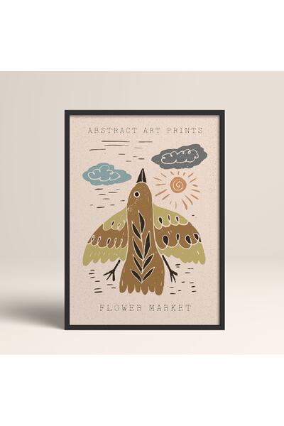 HOMEPACK Siyah Lamine Çerçeveli Soyut Renkli Desenler Flower Modern Art Tablo