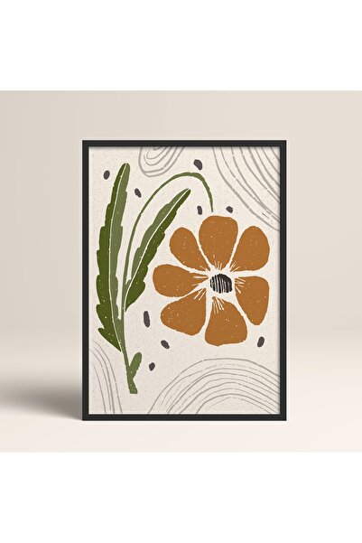 HOMEPACK Siyah Lamine Çerçeveli Soyut Renkli Desenler Flower Modern Art Tablo