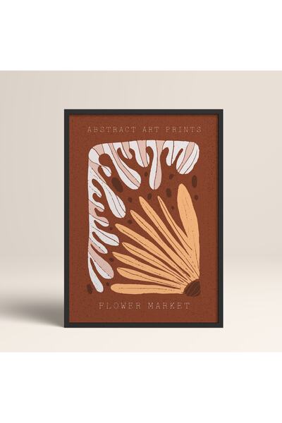 HOMEPACK Crna laminirana uokvirena apstraktna slika sa šarenim uzorcima i cve...