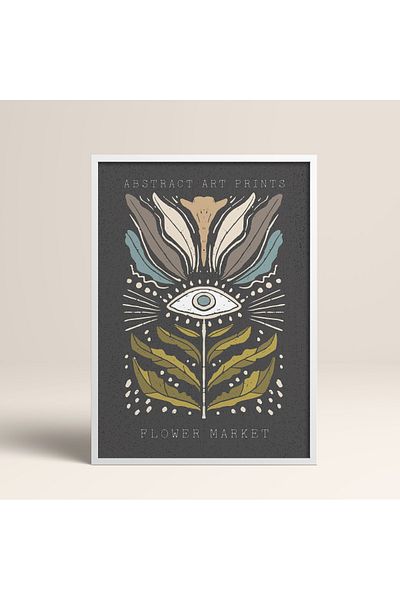 HOMEPACK Modele colorate abstracte cu cadru laminat alb pictură de artă modernă cu flori