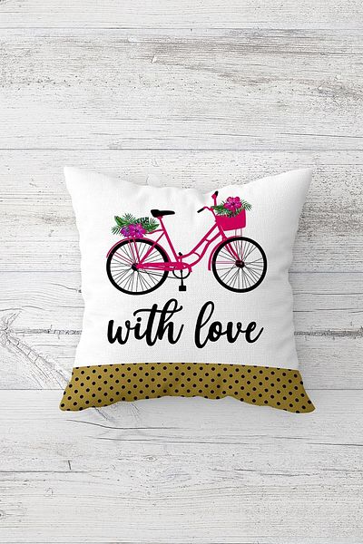 on the clouds Be My Valentine Lover Bicycle Κάλυμμα μαξιλαριού με κρυφό φερμουάρ Σετ μαξιλαροθήκη καθίσματος (4 τεμ.)