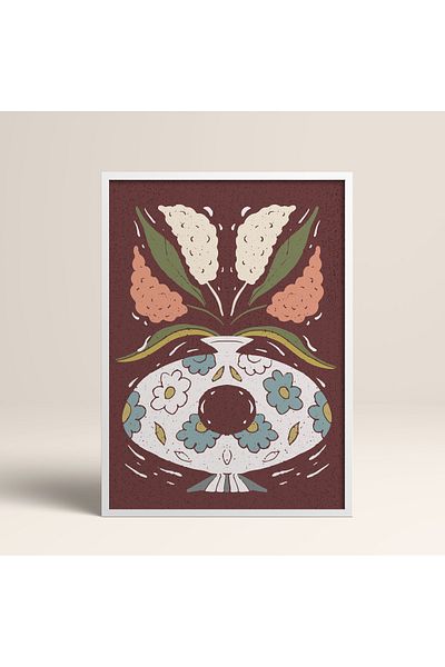HOMEPACK Modele colorate abstracte cu cadru laminat alb pictură de artă modernă cu flori