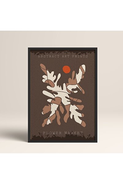 HOMEPACK Siyah Lamine Çerçeveli Soyut Renkli Desenler Flower Modern Art Tablo