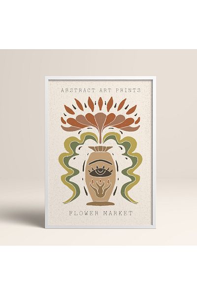 HOMEPACK Modele colorate abstracte cu cadru laminat alb pictură de artă modernă cu flori